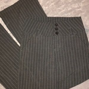 grey pin striped wide leg dress pants